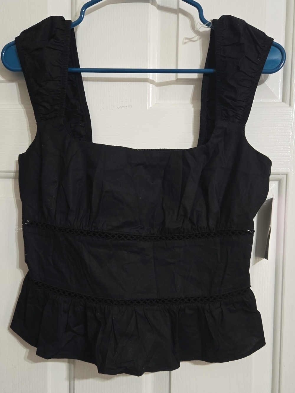 wild fable Black Ruffled Square-Neck Camisole